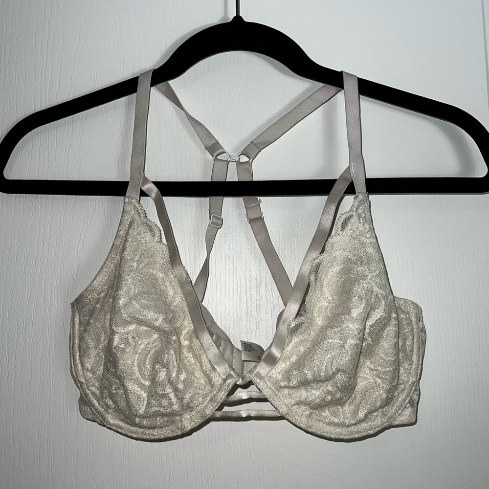Flirtitude White Sparkle Lace Unpadded T-Shirt Bra